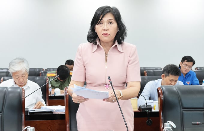 Đại biểu báo cáo nội dung tại phiên họp