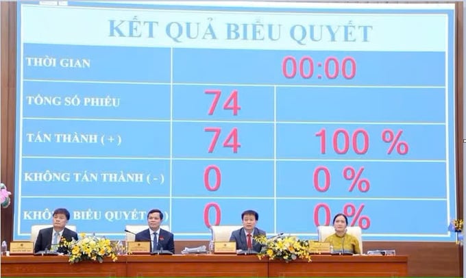 Các đại biểu biểu quyết thông qua nghị quyết