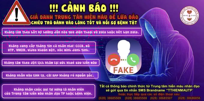 Sở Y tế TP.HCM cảnh báo thủ đoạn giả mạo cán bộ y tế lừa đảo người hiến máu