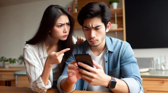 phụ nữ xem điện thoại của chồng 0 phụ nữ xem điện thoại của chồng 0